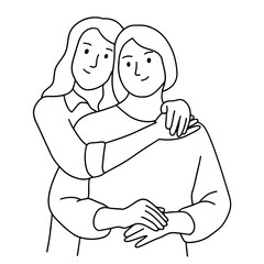 Mom and daughter, happy family