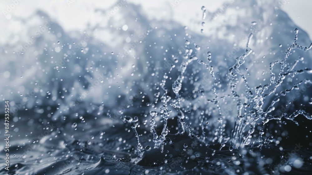 Poster a close-up shot of water splashing on the surface of a calm lake or sea