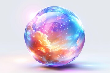 Vibrant crystal ball with a galaxy inside representing mysticism and cosmic energy