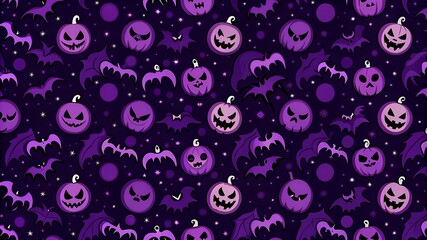 Happy Halloween party poster. Frame, night clouds, pumpkin in paper cut style. Vector illustration. Witch cauldron, spider web, flying ghost bat. Place for text. Brochure layout template background