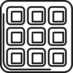 Simple line icon of a waffle iron, ready to cook a delicious breakfast