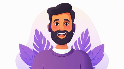 Obraz premium Warm and welcoming customer service representative aiding a client on call center headset.