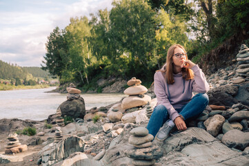 Woman at the river Katun