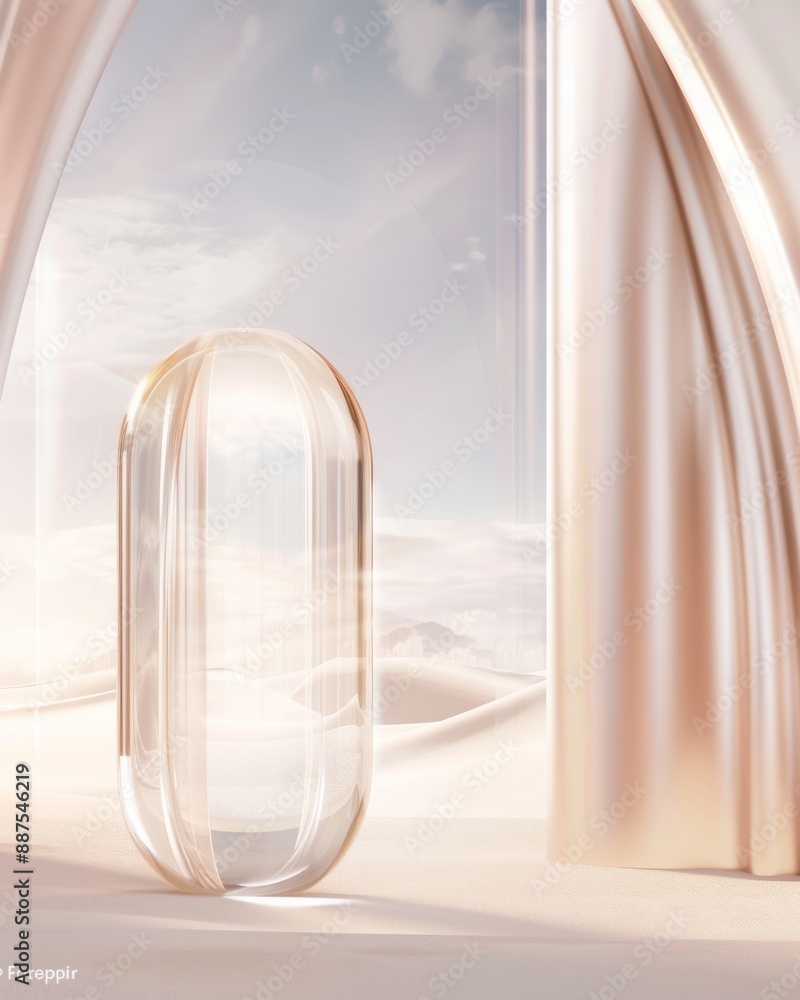 Poster Modern Transparent Glassmorphism Design in Futuristic Architecture with Elegant Crystal-Clear Elements