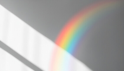 Rainbow light projected onto a wall, creating an abstract, colorful pattern.