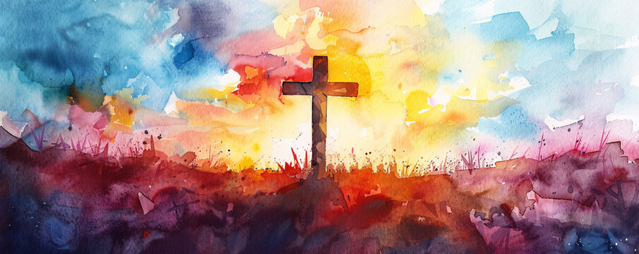 A watercolour painting of a cross in a celebration of confirmation