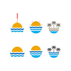 beach vacation icon set logo design vector flat