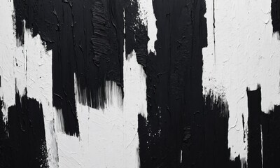 Abstract black and white textured surface with brush strokes