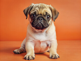 bulldog puppy, puppy, isolated, pet, white, cute, breed, canine, sitting, portrait, mammal, mops, purebred, white background