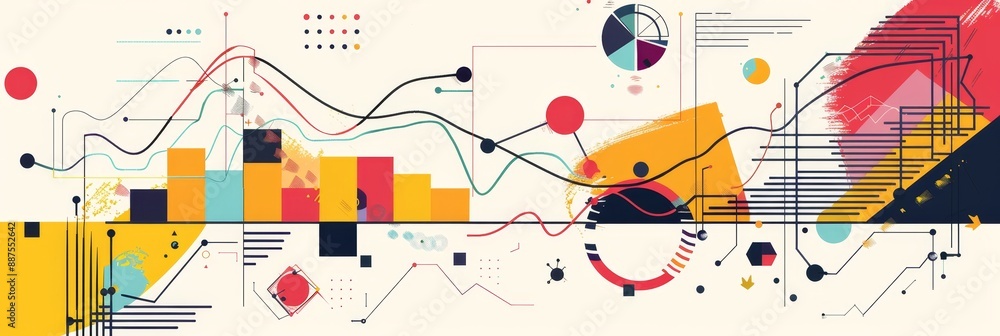 Aufkleber abstract geometric design with bold colors and lines - a vibrant abstract design featuring geometric