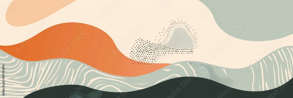 Poster abstract geometric landscape with soft colors - a digital artwork featuring abstract geometric shape