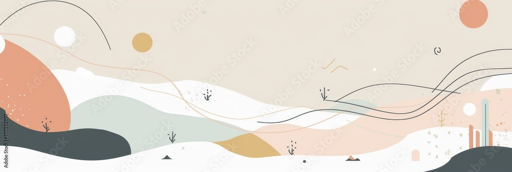 Poster abstract landscape with soft colors and organic shapes - a minimalist abstract landscape with soft p