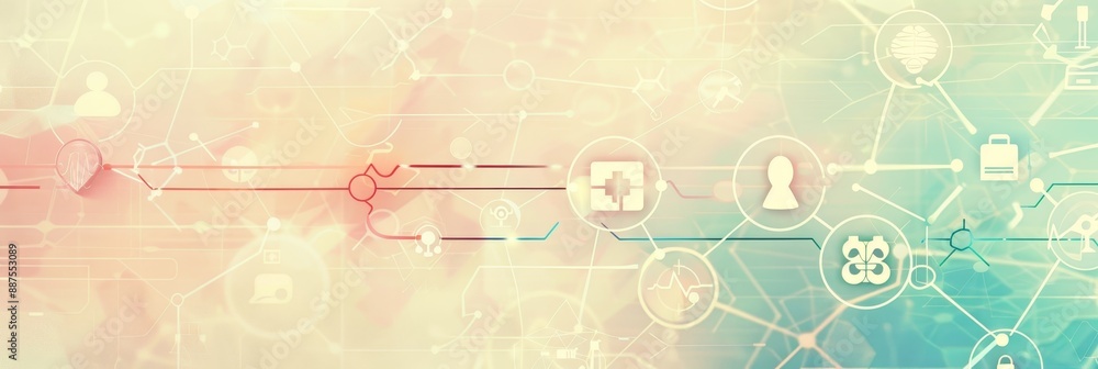 Poster abstract technology background with network and data icons - abstract technology background with net