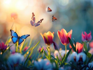 butterfly and flowers