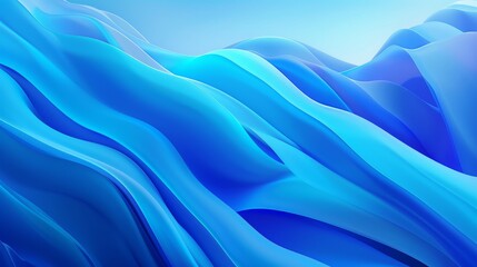 Abstract Background with Fluid Blue Waves and Smooth Flowing Textures in Various Shades