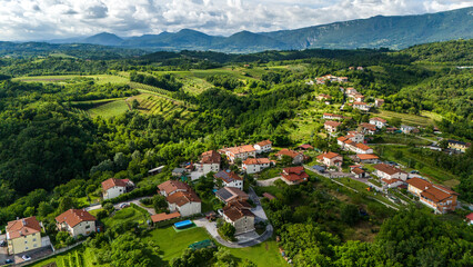 Vipava Valley Townscape and Vineyards from a Drone Perspective