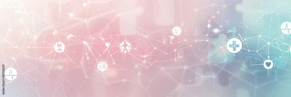 Poster healthcare technology: connected health network - a conceptual image representing the interconnected