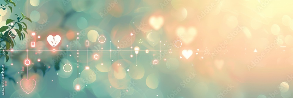 Poster heartbeat technology abstract background - abstract technological background with a heart and digita