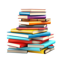 Colorful stack of books in various sizes and styles, perfect for educational, academic, and literary themed projects and designs.
