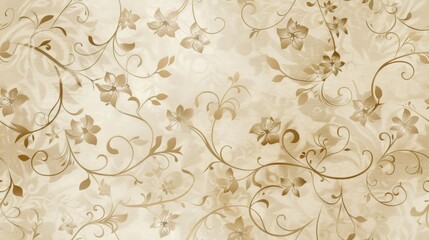 Intricate Beige Floral Design Seamless Wallpaper
