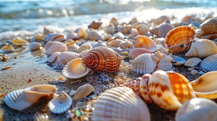 Seashells on a Summer Beach Remembering the Seaside