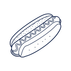 Hot dog line art vector illustration