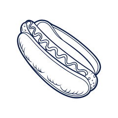 Hot dog line art vector illustration