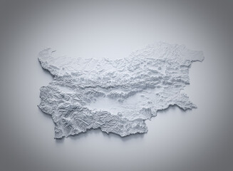 Bulgaria Map Gray And White Shaded Relief Textured Map On White Background 3D Illustration