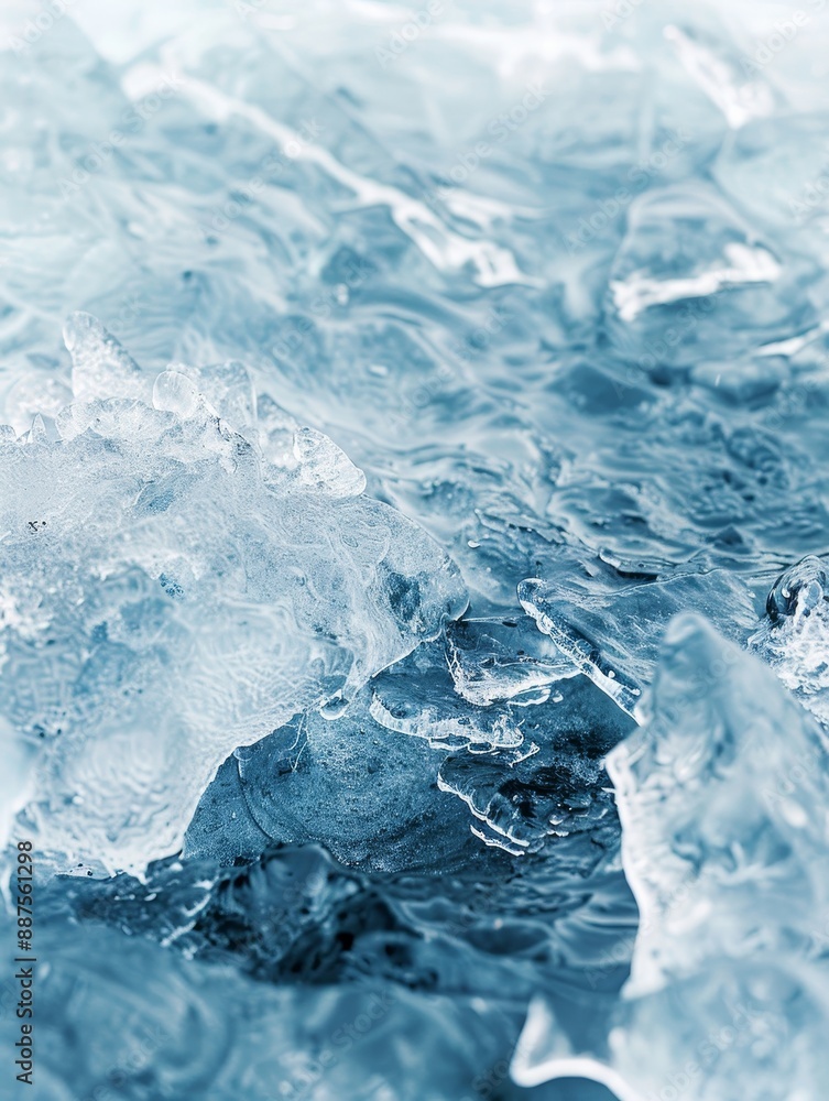 Poster closeup of a frozen ice structure - closeup photo of a frozen ice structure displaying intricate det