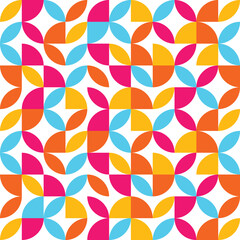 Colourful geometric background in Bauhaus style. Abstract seamless pattern. Vector illustration