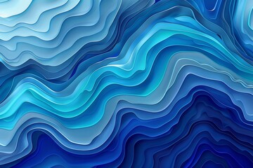 Layered blue paper cut waves in abstract ocean inspired design creative digital illustration