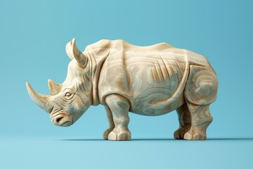 Fototapeta premium Wooden Rhino Sculpture