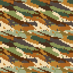 Fototapeta premium Camouflage pixel pattern for hunting. Military texture. Abstract army background for cloths