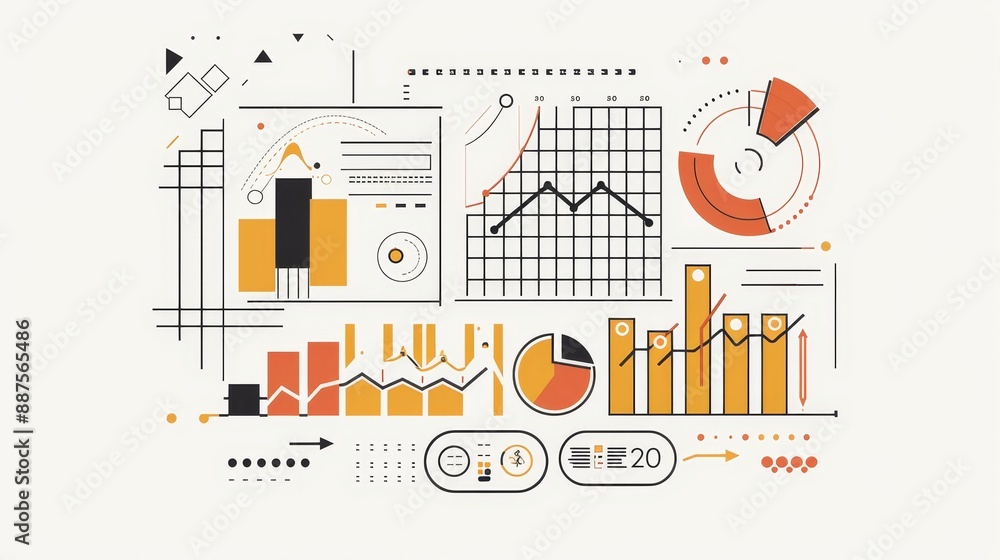 Poster abstract data visualization graphic - abstract graphic illustration of various data visualizations, 