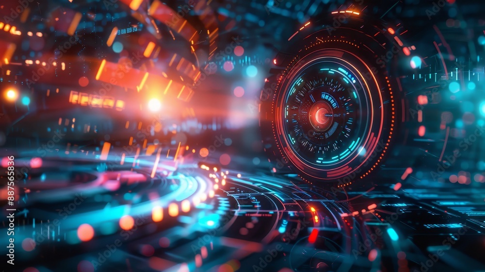 Poster abstract futuristic digital interface - an abstract digital futuristic interface with glowing lines 