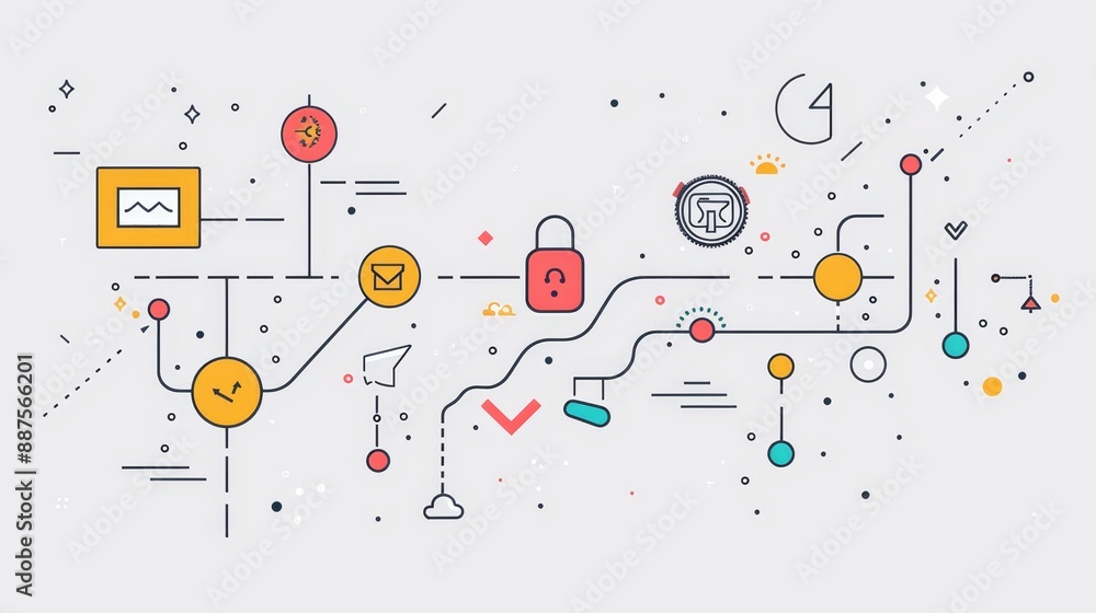 Poster abstract network connection illustration - abstract illustration depicting a complex network connect