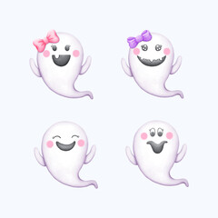 Cute Watercolor Halloween Clipart - Trick or Treat Illustration