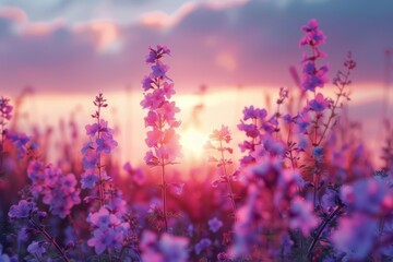 Fototapeta premium Vibrant Sunset Wildflowers