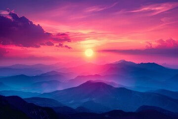 Obraz premium Sunset Over Tranquil Mountains