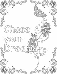 Printable floral coloring page for kids and adults with inspirational quote for self talk and self improvement. it helps to succeed and struggle against life to enjoy the tough journey
