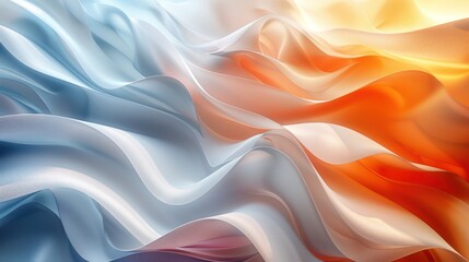 Obraz premium An abstract background, dynamic waves of orange, blanc, and blue, layered textures and smooth gradients