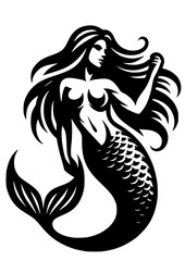 Mermaid SVG, Mythical SVG, Nautical SVG, Sea SVG, Ocean SVG, Sailor SVG, Siren SVG, Mermaid Silhouette, Mermaid Vector, Clipart, Cut file for Cricut SVG, JPG, PNG