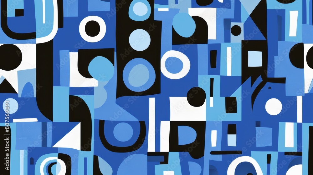 Poster seamless pattern with pieces of geometric shapes and tile stock vector, in the style of ernst wilhel