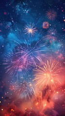 Colorful Fireworks on twilight background 