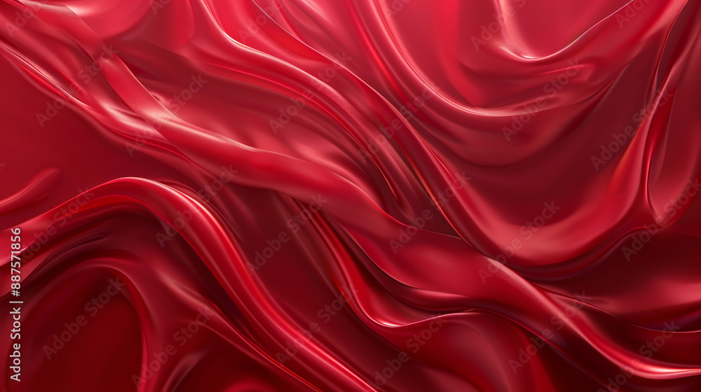Poster a red fabric with a wave pattern
