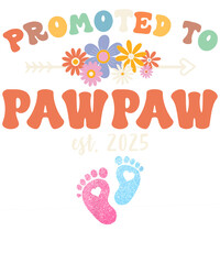 A colorful graphic design announces a new baby arrival with the phrase 