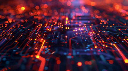 Obraz premium A computer chip with a lot of lights on it