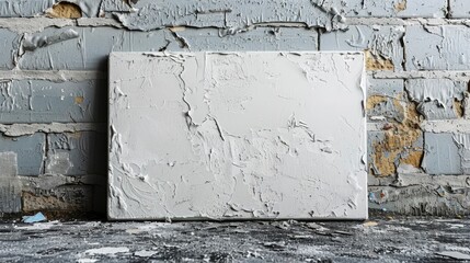 Naklejka premium Blank Canvas Against A Gray Brick Wall, Modern And Minimalist, High Quality Background