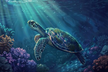Obraz premium Design template for World Turtle Day promoting ocean conservation.