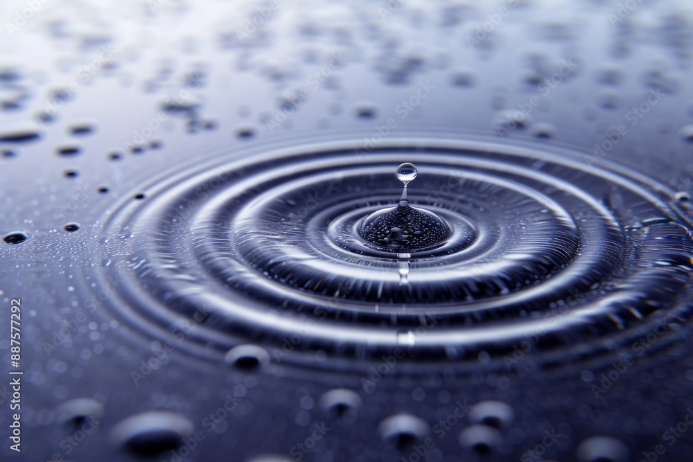 Poster rippling water surface with circular patterns calm and serene high definition photography
